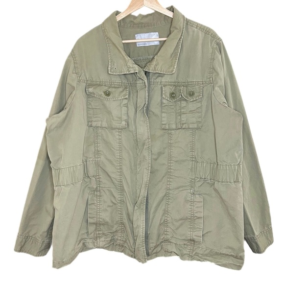 Old Navy Womens Canvas Military Jacket Size XL Beige Khaki Utility Full Zip Y2K - Picture 1 of 12